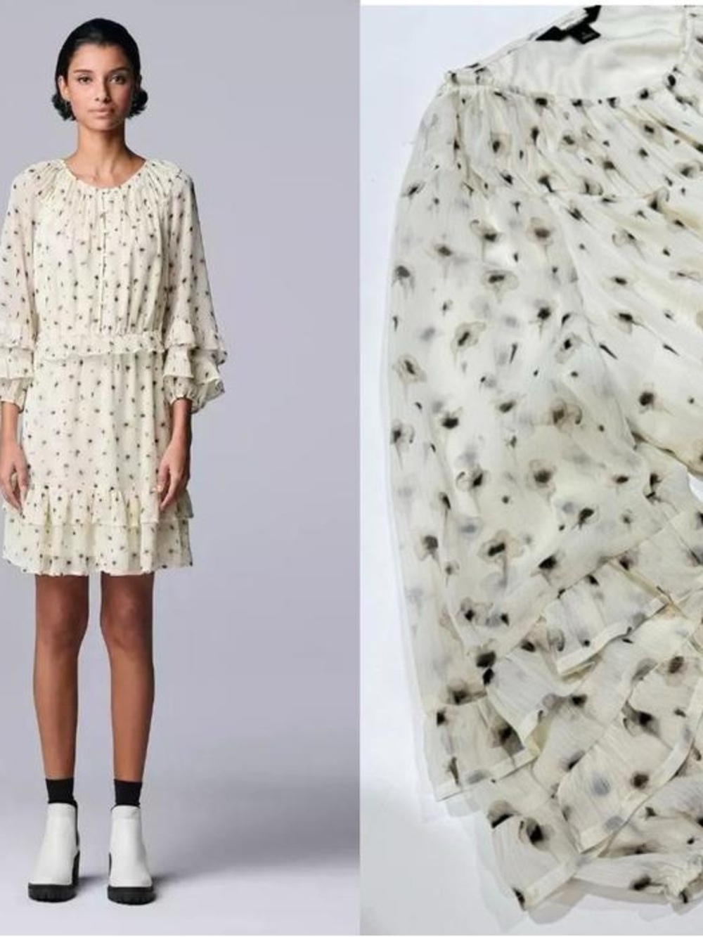 Simply Vera Vera Wang Cream Floral Ruffle Mini Dress NWT XXL